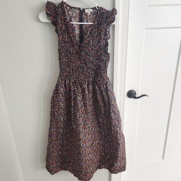 J.crew factory smocked floral midi dress xs - Picture 1 of 5